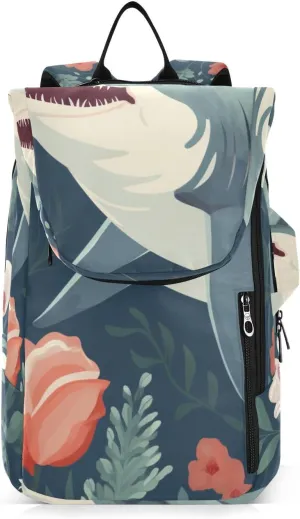 Tennis Bag Tennis Backpack for Women Men, Tennis Bag Holds 2 Rackets, Pickleball Paddles Balls, Badminton Squash, Flowers Shark (3)