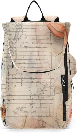 Tennis Bag Tennis Backpack for Women Men, Tennis Bag Holds 2 Rackets, Pickleball Paddles Balls, Badminton Squash, Old Newspaper Giraffe (10)