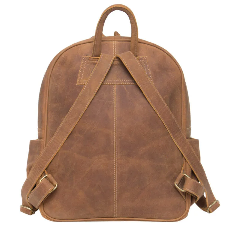 The Design Edge Tan Antique Leather with Tooliing Backpack