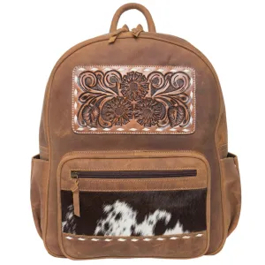 The Design Edge Tan Antique Leather with Tooliing Backpack