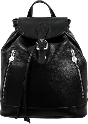 Time Resistance Ladies Leather Backpack - Small Business Casual Fashion Backpack for Women (Black)