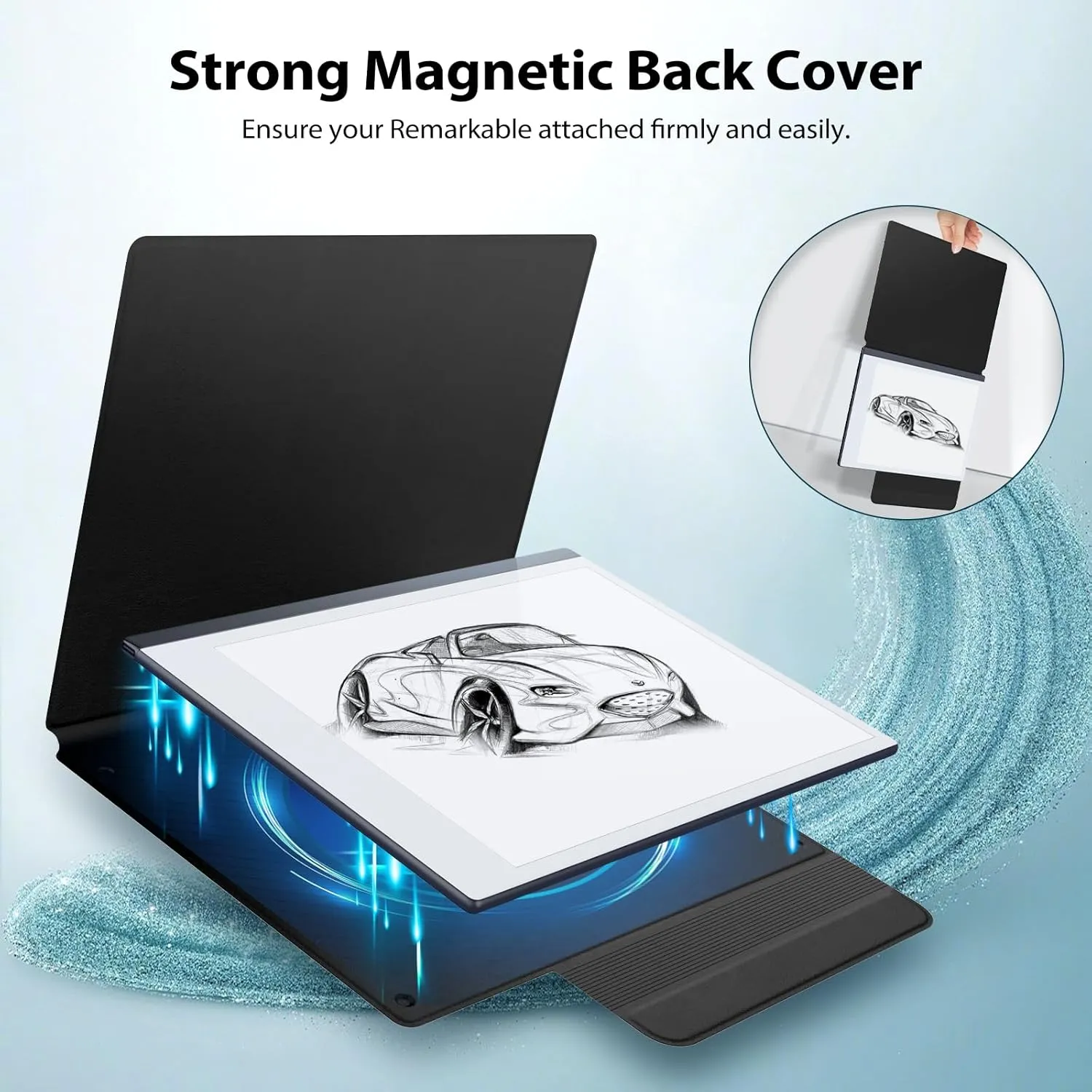 TiMOVO Case Compatible for Remarkable 2, Ultra-Thin Magnetic Case with Built-in Pen Holder, Lightweight Book Folio Cover Compatible with Remarkable 2 Paper Tablet 10.3" 2020 Released, Rose On Black