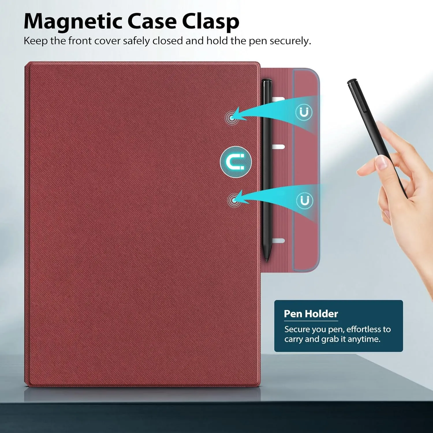 TiMOVO Magnetic Case for Remarkable Paper Pro 11.8 Inch 2024, Lightweight Book Folio Cover with Buckle Pen Clasp for Remarkable Paper Pro Color Tablet, Support Auto Wake/Sleep, Wine Red