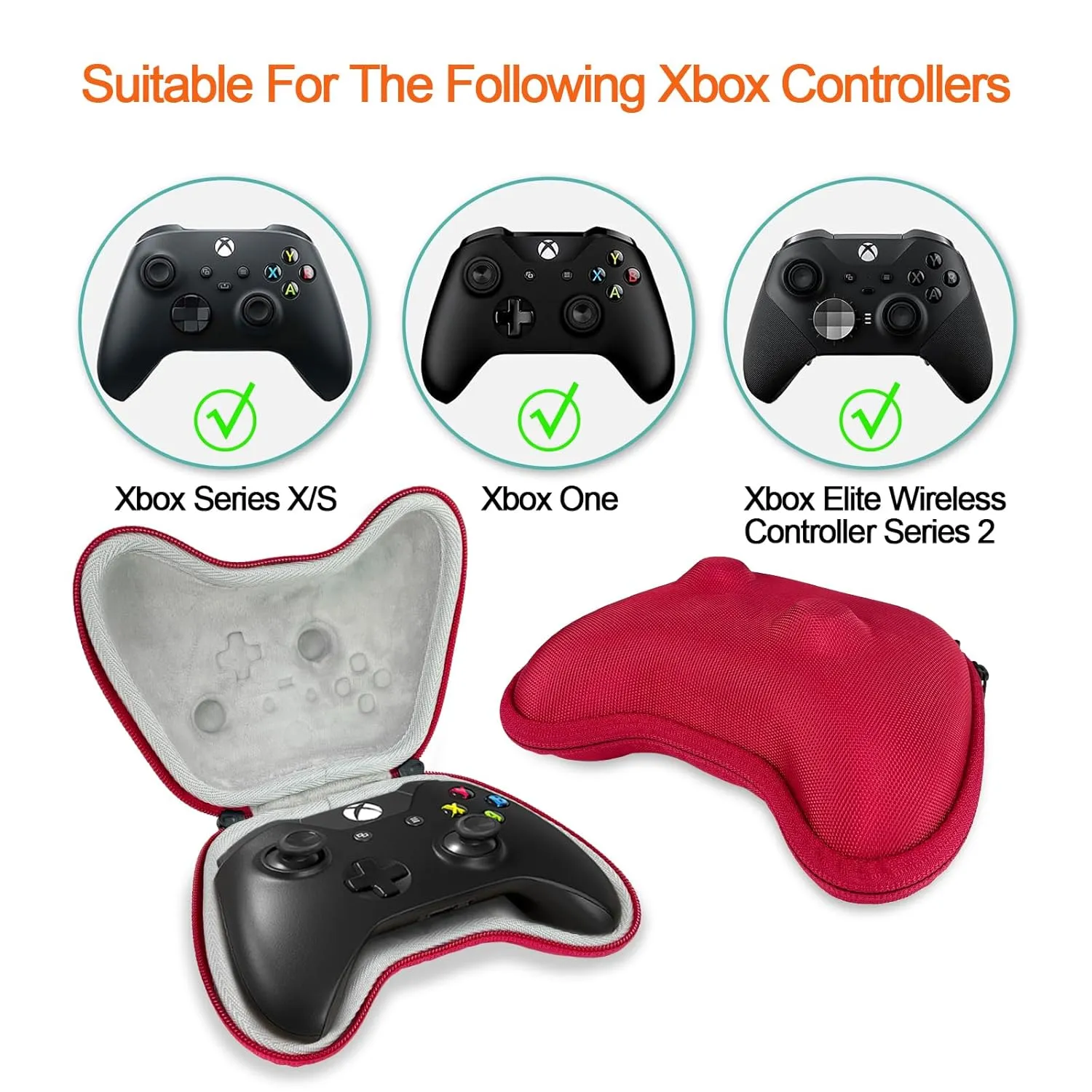 Tiswell Controller Hard Case for Xbox One/Series X/SX / Xbox Elite 2 Controller, EVA Protective Box for Xbox Elite Series 2 Core Wireless Gaming Portable Bag Travel Storage, Red
