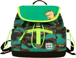 Toddler Boys Backpack, Dinosaur Drawstring Kids Preschool Backpack Bookbag Dry-Wet Separated, Fit A4 Folder, Camo-green