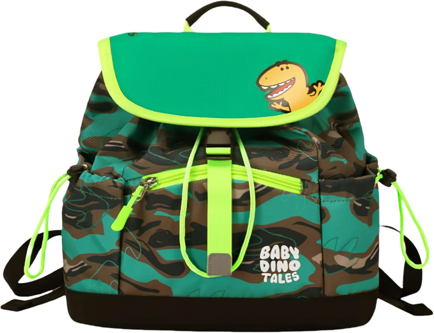 Toddler Boys Backpack, Dinosaur Drawstring Kids Preschool Backpack Bookbag Dry-Wet Separated, Fit A4 Folder, Camo-green