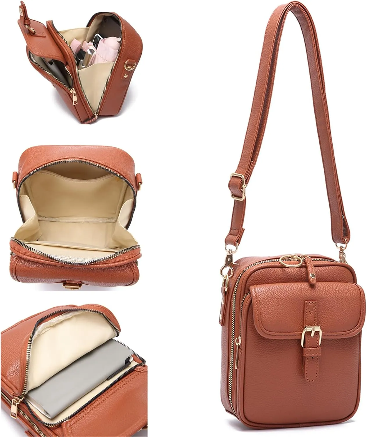 Tojoyride Crossbody Bag, Vegan Leather Crossbody Bag, Vintage Cross Body Shoulder Purse with Card Slots, Small Shoulder Purse