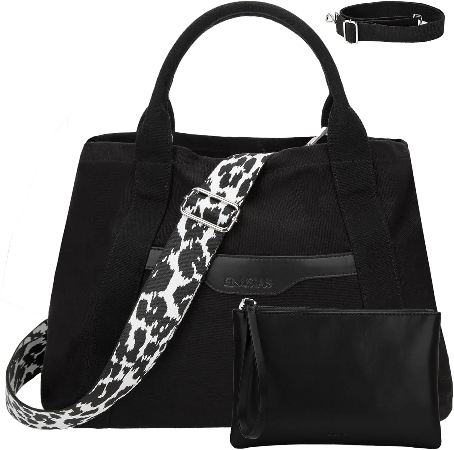 Tote Bag for Women Canvas Zip Top Handle Women's Handbag Multi Pockets Travel Crossbody Shoulder Bag