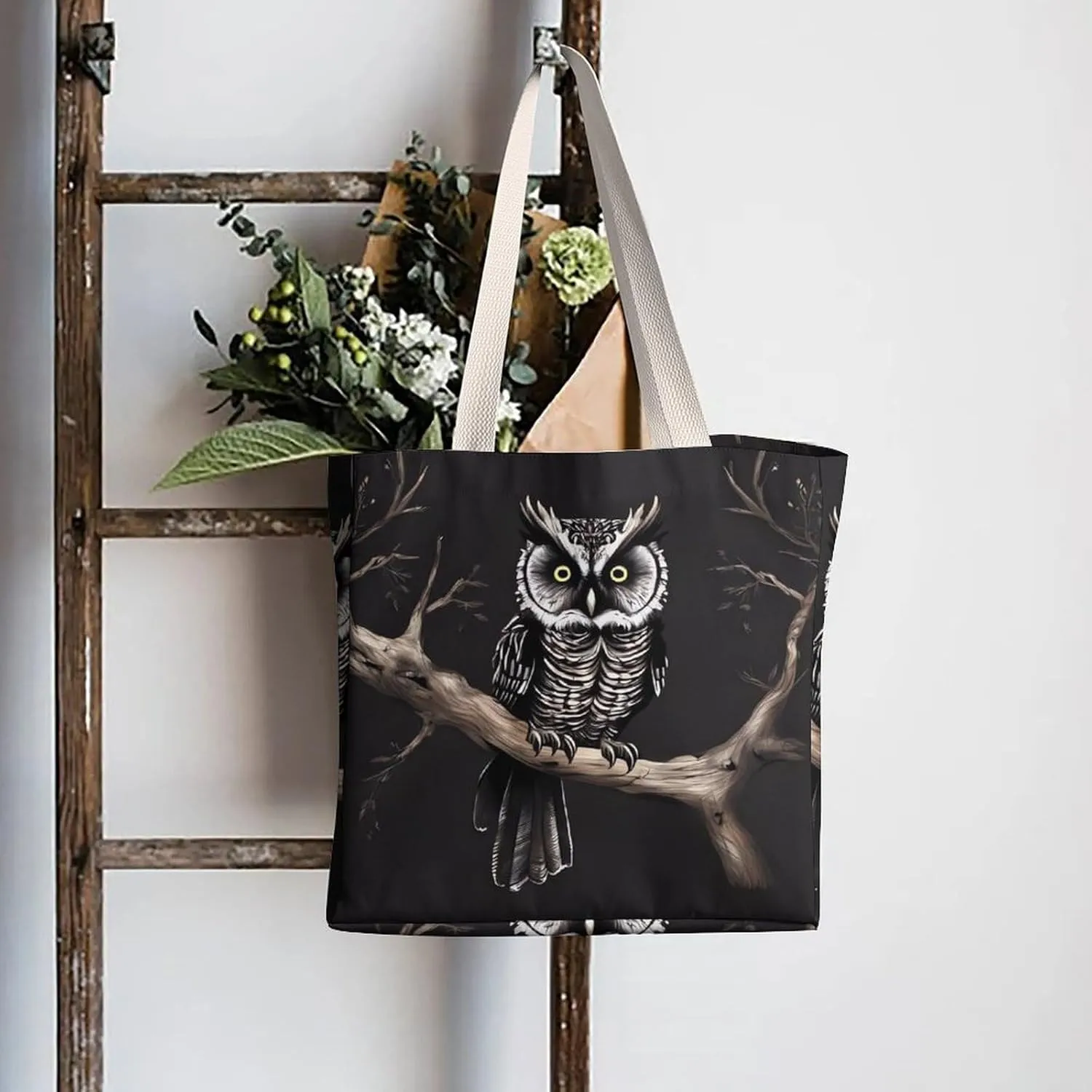 Tote Bag Laptop Handbag Gray Animals Grocery Bag Canvas Shoulder Bag Crossbody Bag for Travel