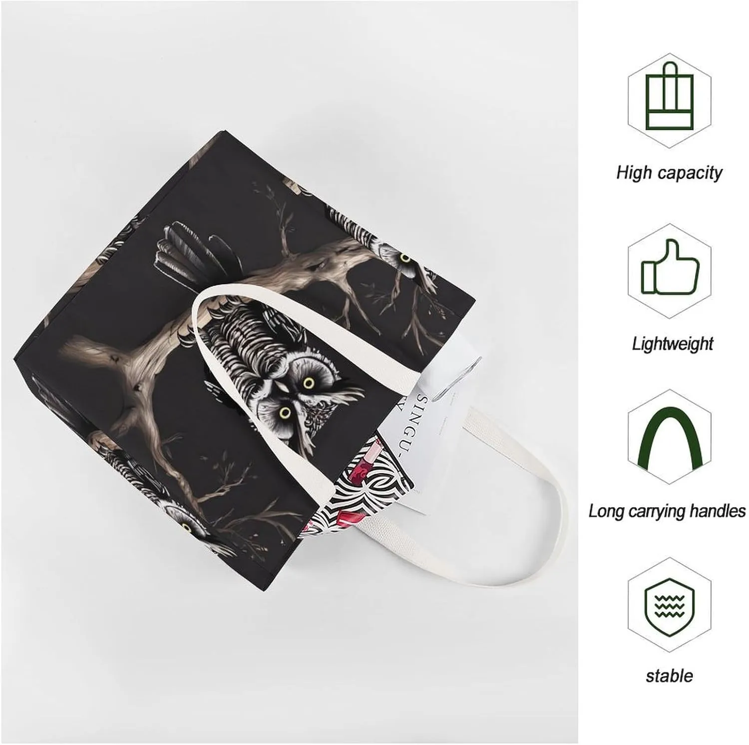 Tote Bag Laptop Handbag Gray Animals Grocery Bag Canvas Shoulder Bag Crossbody Bag for Travel