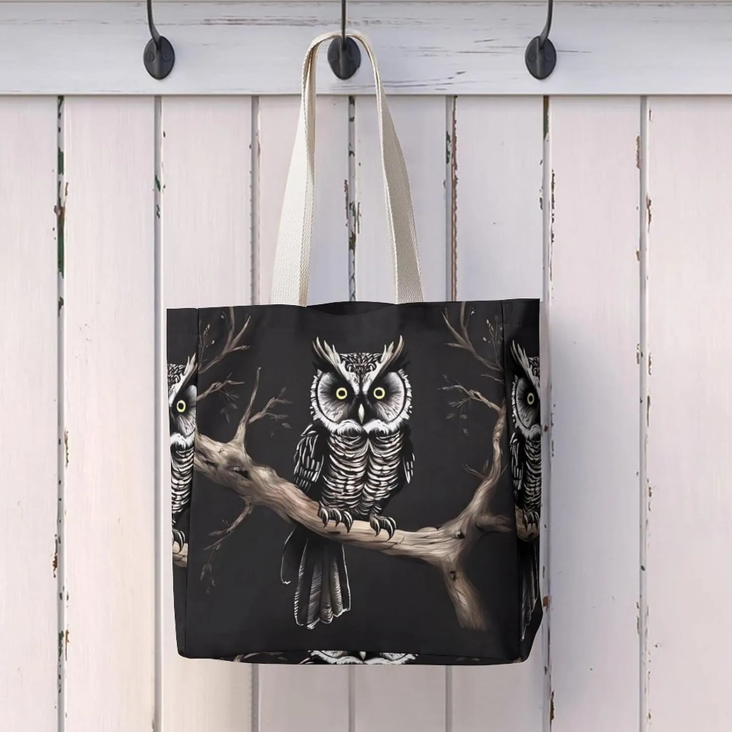 Tote Bag Laptop Handbag Gray Animals Grocery Bag Canvas Shoulder Bag Crossbody Bag for Travel