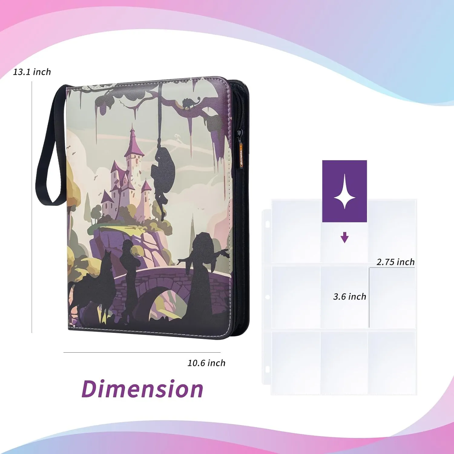 Trading Card Binder, 9 Pocket Sleeves Compatible with 900 Lorcana Cards, fits for MTG TCG Storage Display Collection (TZ)