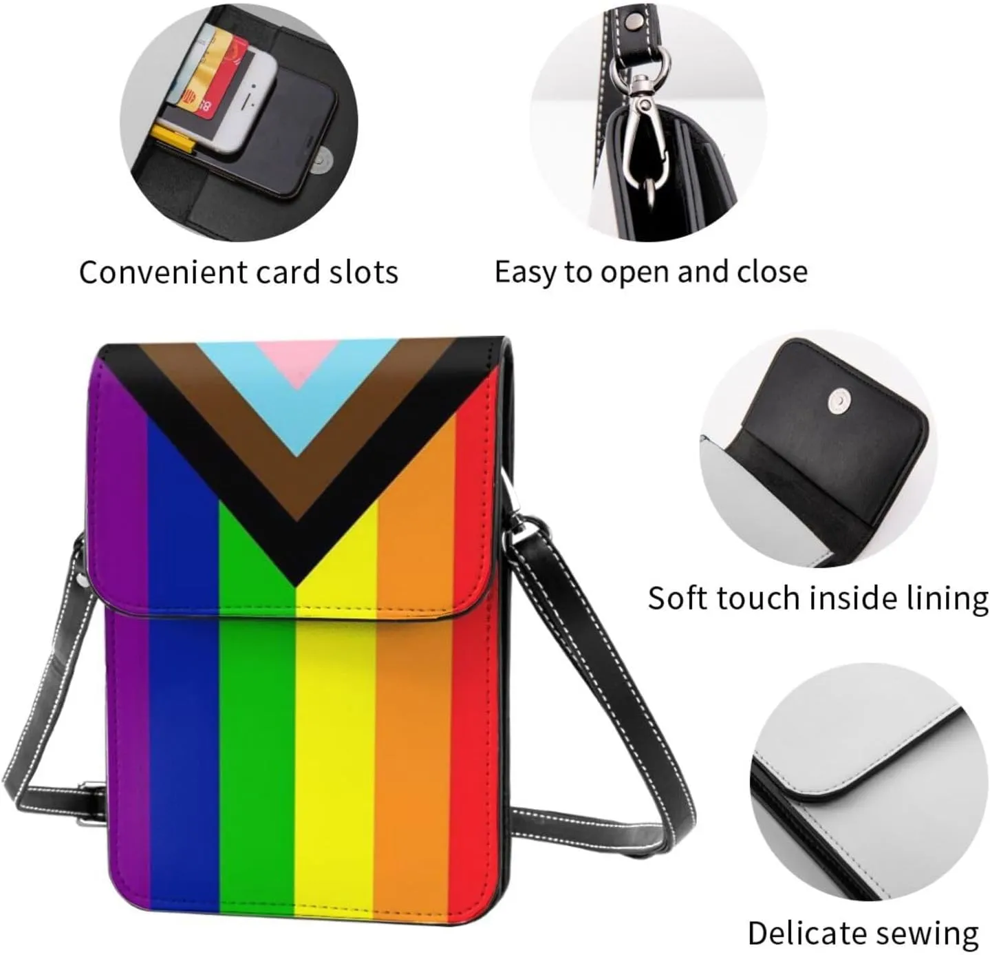 Trans Flag HE HIM Pronouns Cell Phone Purse Small Crossbody Bags For Women Men Wallet Purses With Adjustable Strap