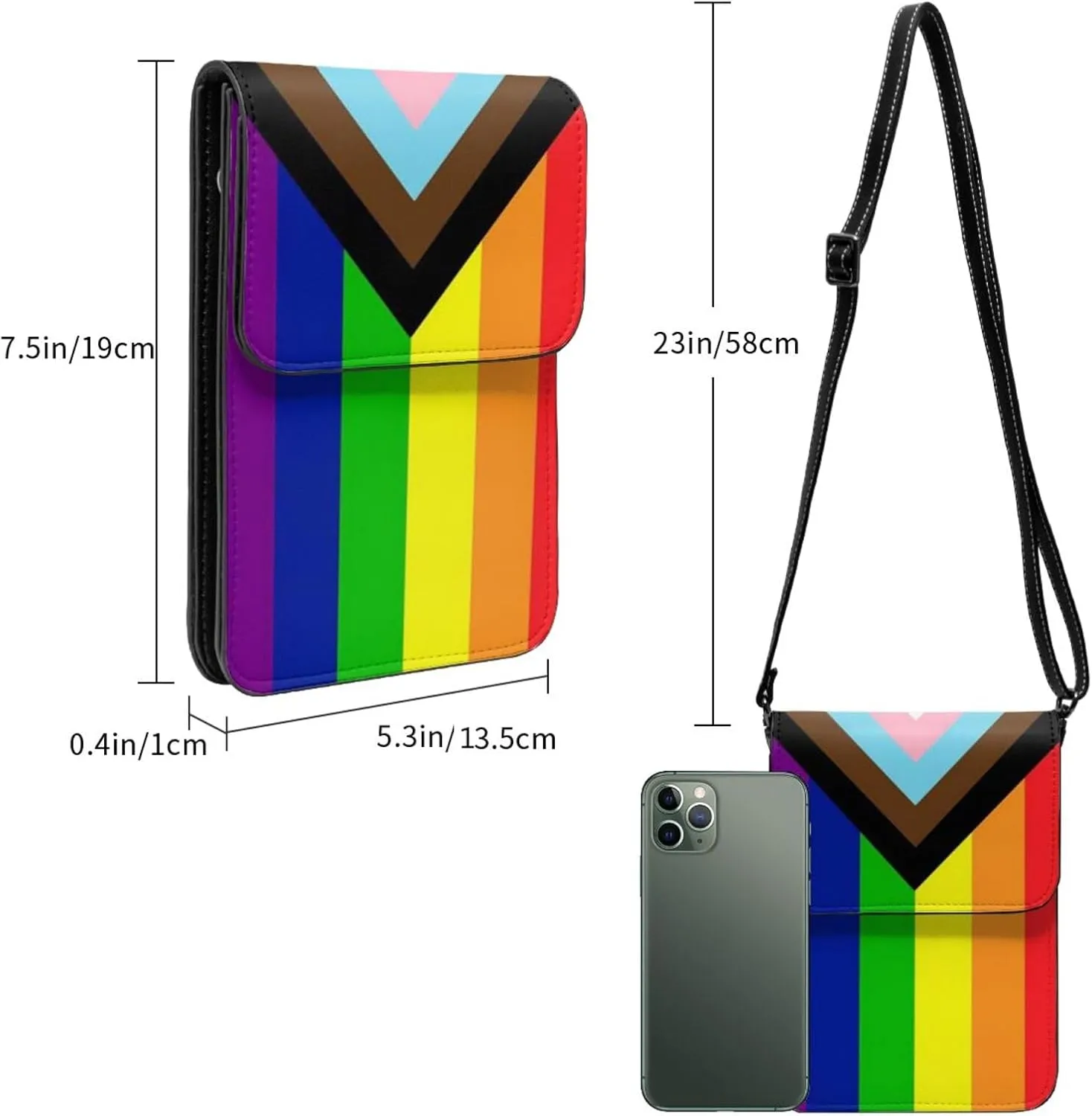 Trans Flag HE HIM Pronouns Cell Phone Purse Small Crossbody Bags For Women Men Wallet Purses With Adjustable Strap