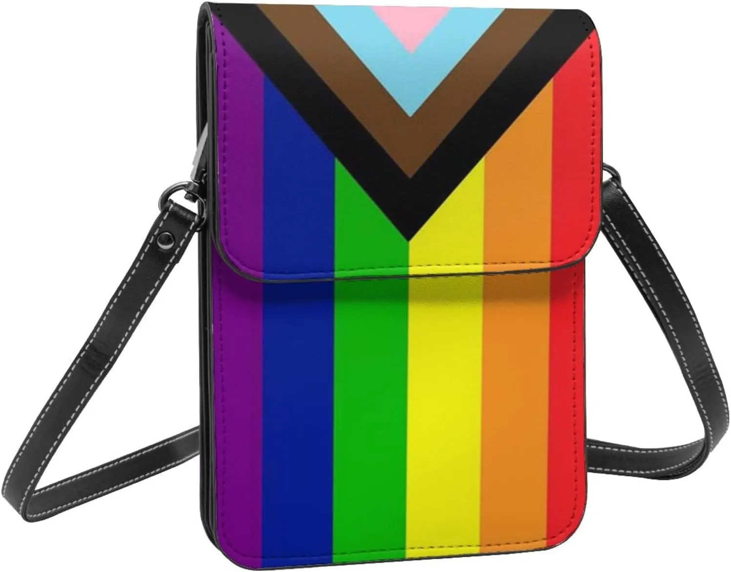 Trans Flag HE HIM Pronouns Cell Phone Purse Small Crossbody Bags For Women Men Wallet Purses With Adjustable Strap