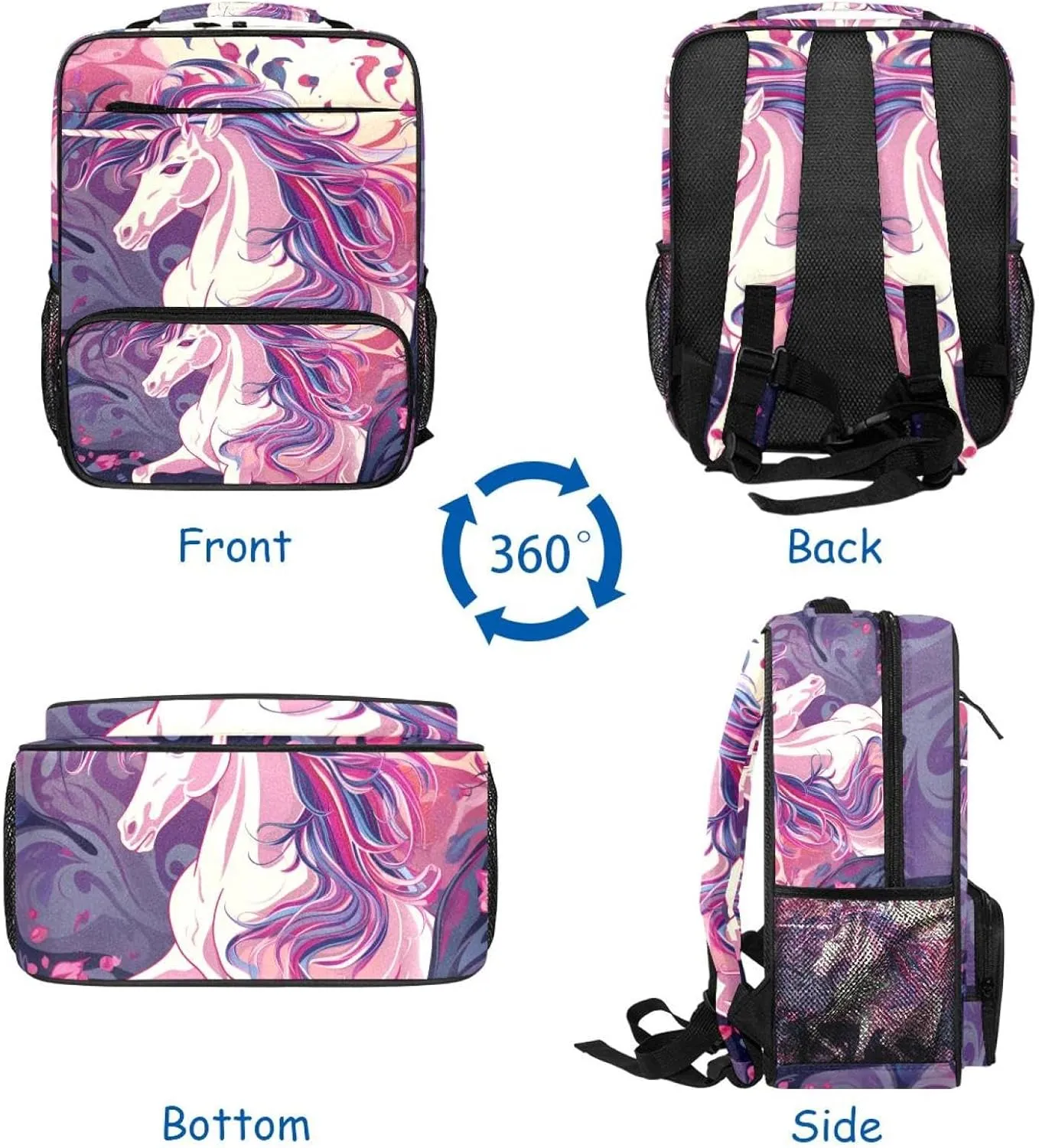 Travel Backpack,Small Backpack,Carry on Backpack,Butterfly and Unicorn,Backpack