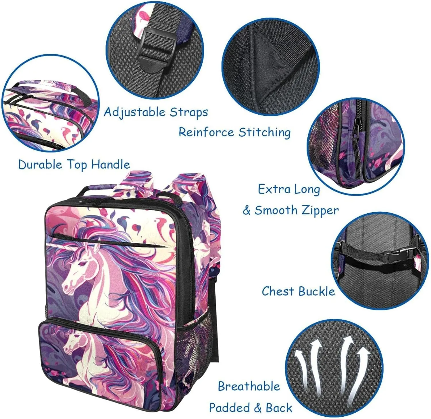 Travel Backpack,Small Backpack,Carry on Backpack,Butterfly and Unicorn,Backpack