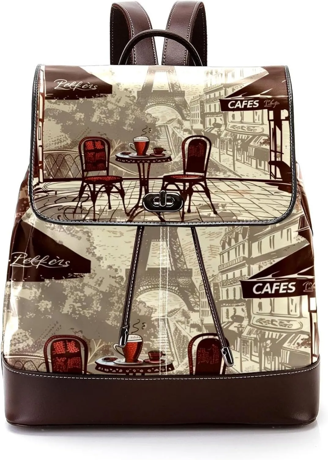 Travel Backpack,Work Backpack,Back Pack,Eiffel Tower Vintage Newspaper,Backpack