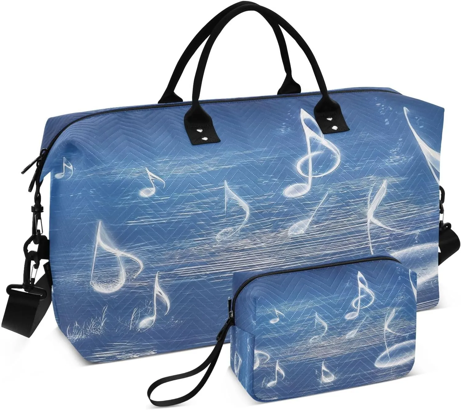 Travel Duffel Bag Large Weekender Overnight Bags for Women Men, Cute Musical Notes Gym Bag with Toiletry Bag