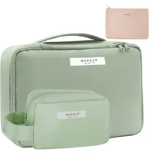 Travel Makeup Bag Cosmetic Bag Makeup Bag Toiletry bag for women and men (Green-3pcs)