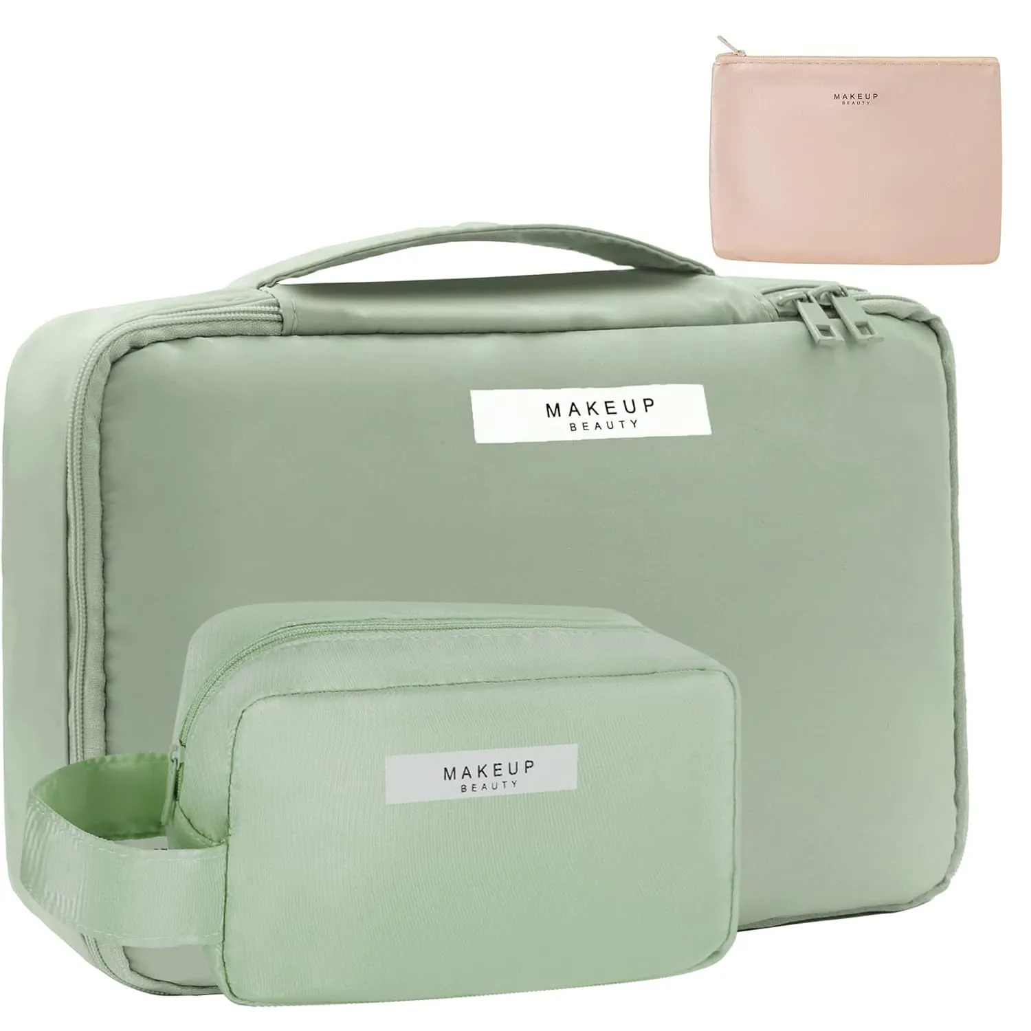 Travel Makeup Bag Cosmetic Bag Makeup Bag Toiletry bag for women and men (Green-3pcs)
