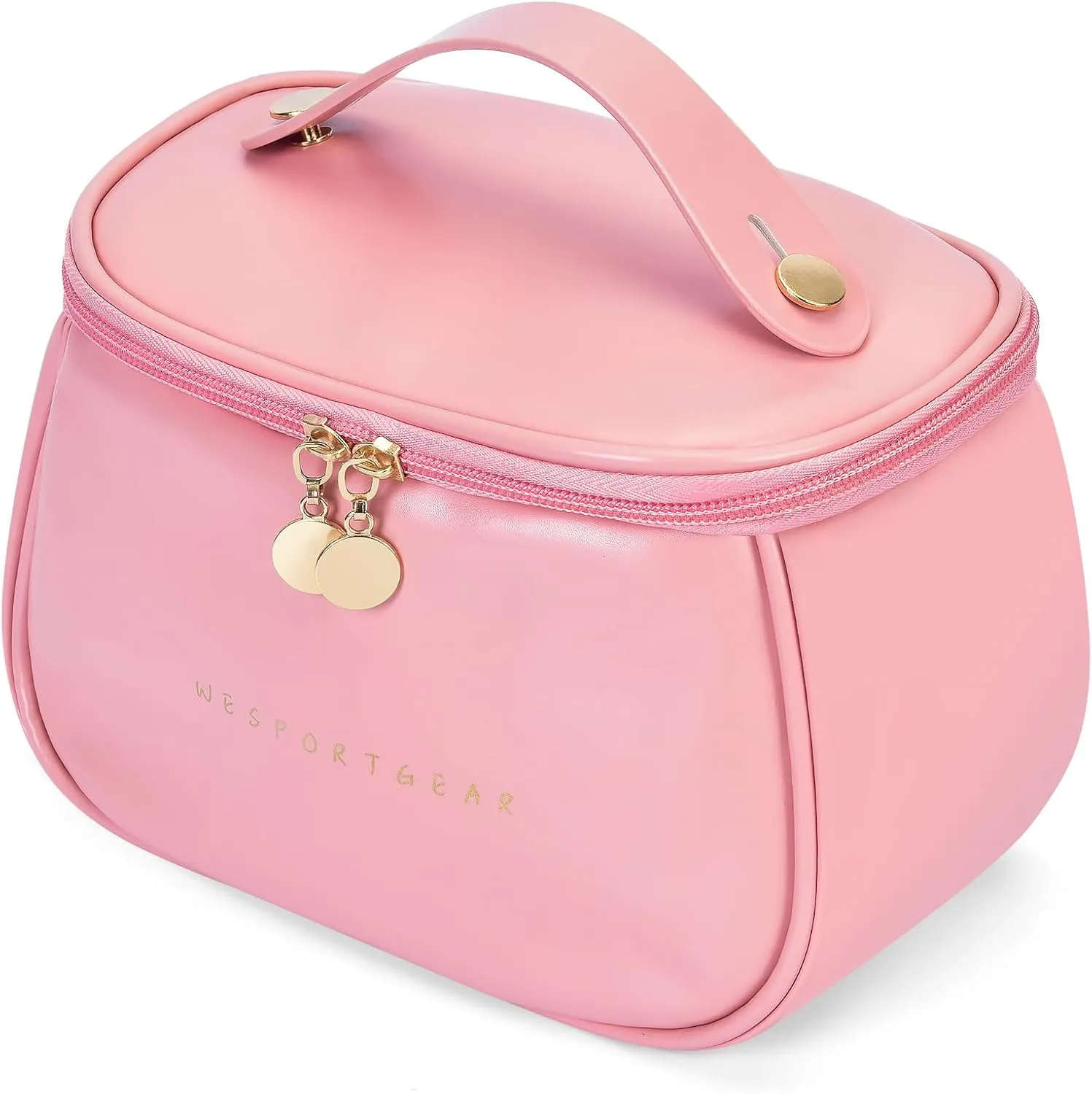 Travel Makeup Bag, Portability Travel Essentials Toiletry Bag for Women, Waterproof Large Capacity Cosmetic Bag with Compartments, Pink