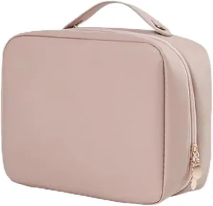 Travel Toiletry Bag for women, Large Capacity Cosmetic Bag for Travel-Sized Shampoo, Conditioner, Brushes Set, makeup Accessories, with Big Comparment (Pink)