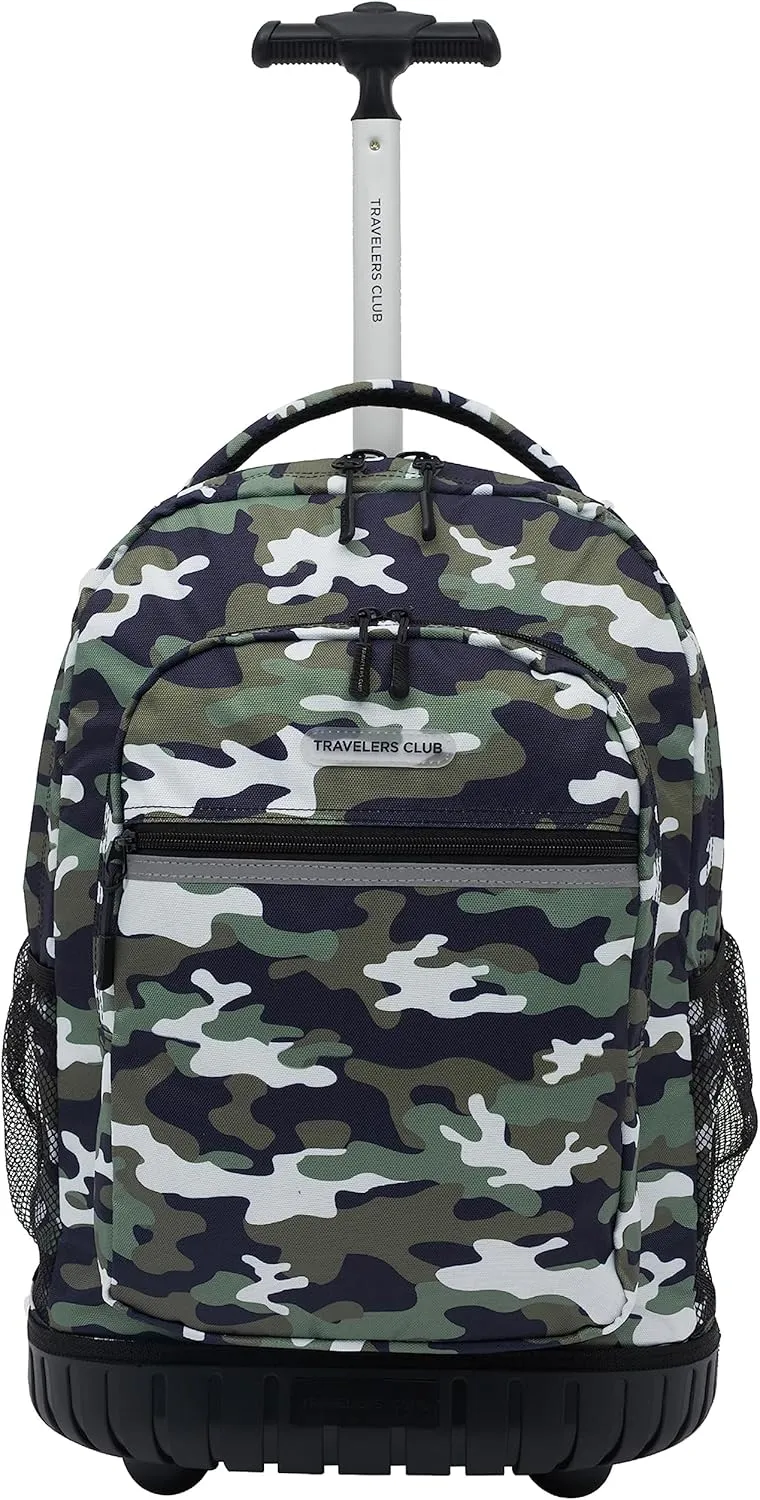 Travelers Club Rolling Backpack, Camo, 18 Inch