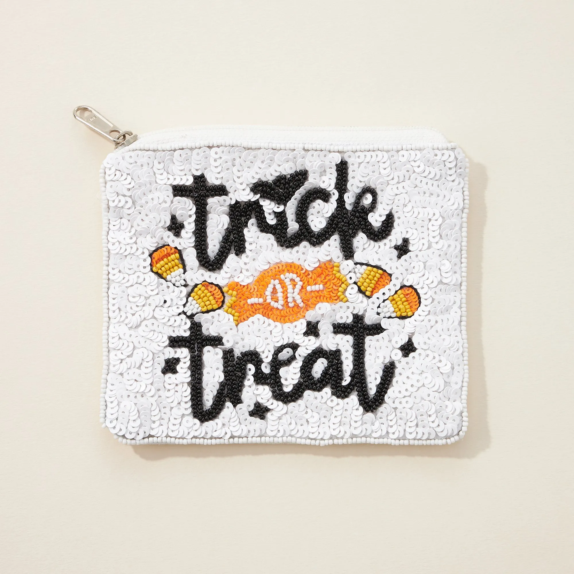 Trick or Treat Seed Bead Canvas Pouch