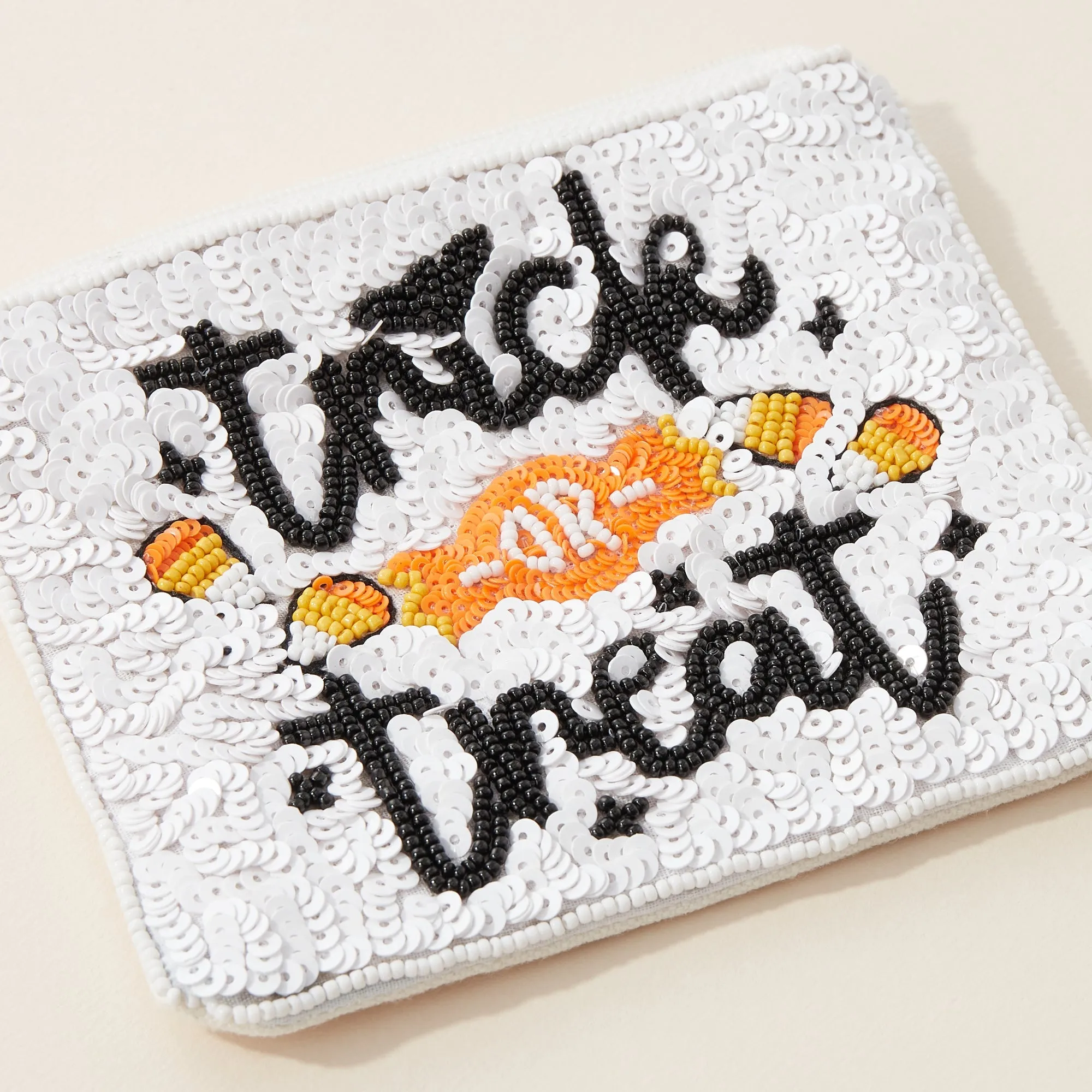 Trick or Treat Seed Bead Canvas Pouch