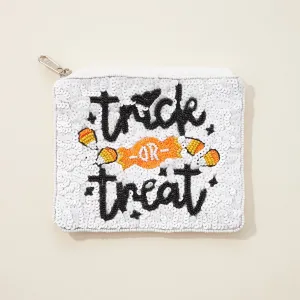 Trick or Treat Seed Bead Canvas Pouch