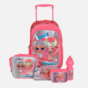 TROLLEY SCHOOL BAG 5 PIECES SET (18 INCH)