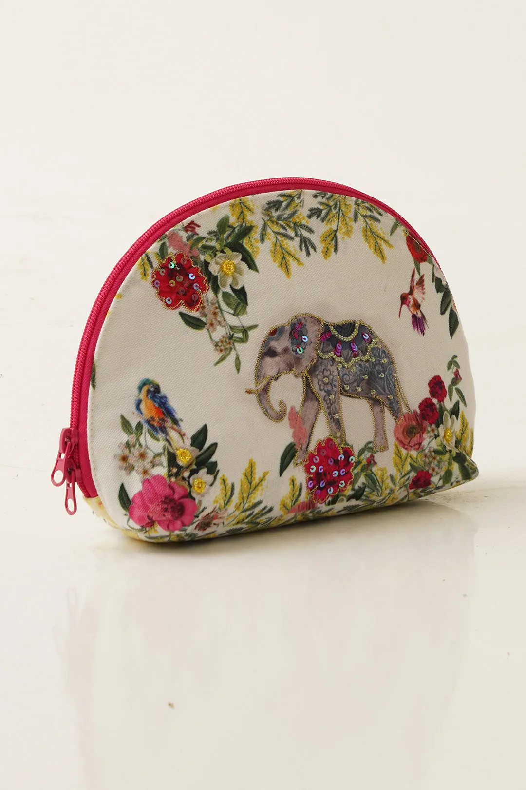 Tropical Elephant Halfmoon Cosmetic Bag