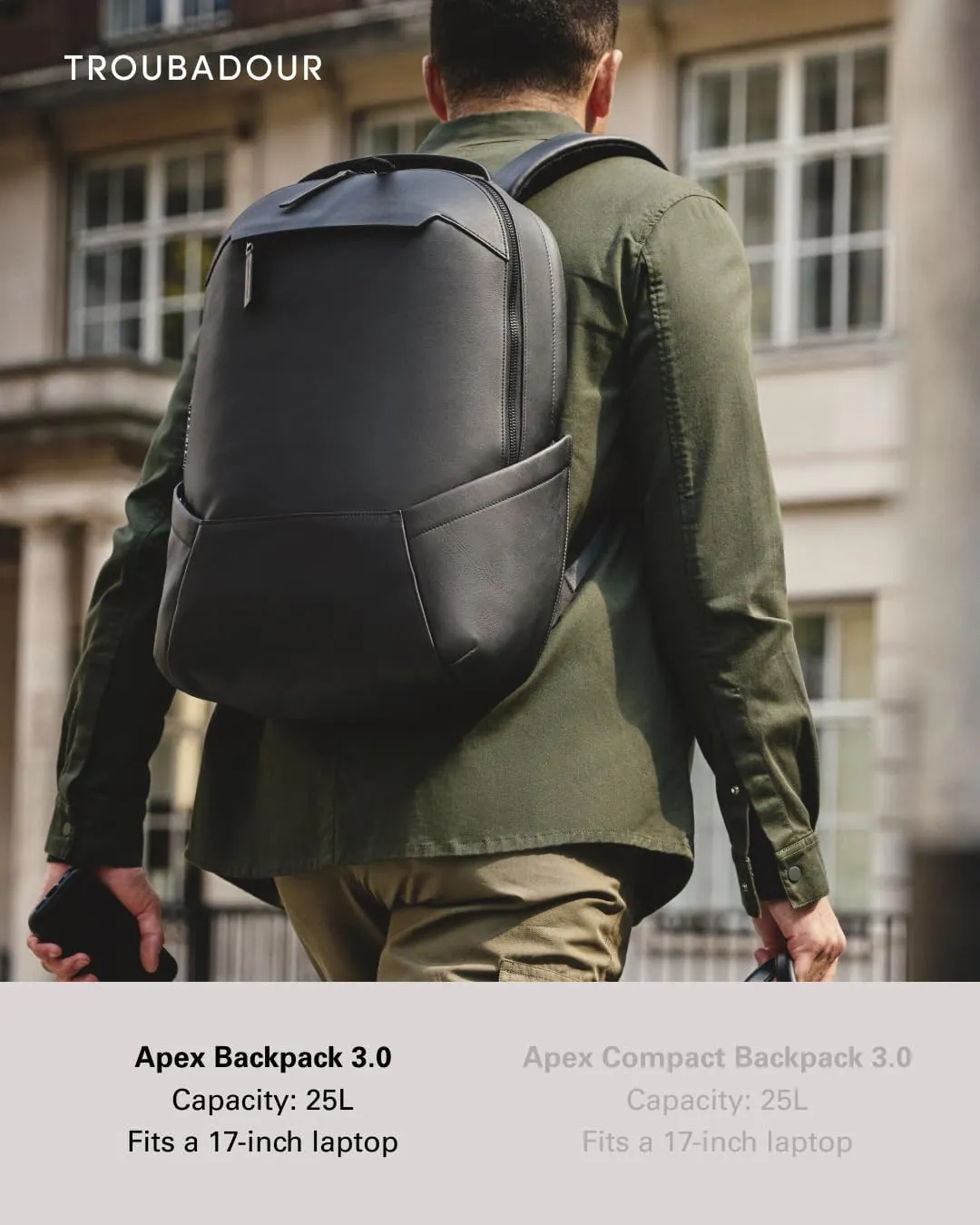 Troubadour Apex Leather Backpack - Innovative Waterproof Leather Laptop Backpack Fits Up to 16" - Ergonomic Design for Ultimate Comfort and Function - 5-Year Guarantee