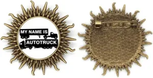 Truck Name Transport Art Deco Fashion Metall Sonne Brosche Haken Pin