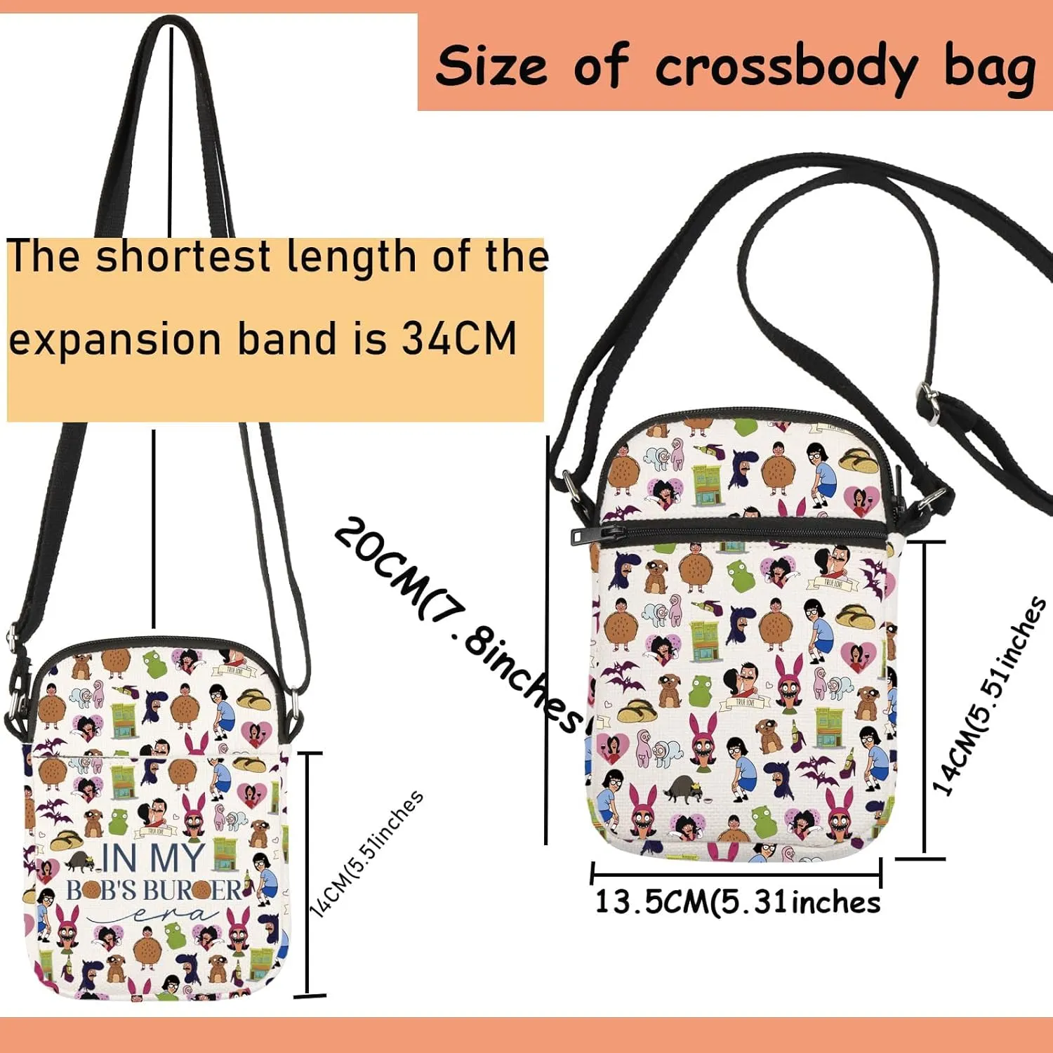 TSOTMO Burger Merch Crossbody Bag Burger Cartoon Gift Bob Fans Gift WDW Bob Family