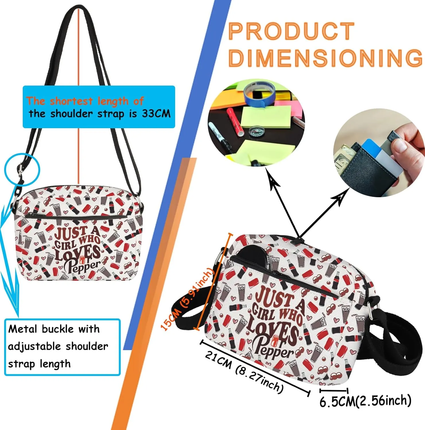 TSOTMO DR.P Merch DR.P Drinks Gift Soda Drinks Lovers Gift DR.P Beverage Crossbody Bag for DR.P Lovers