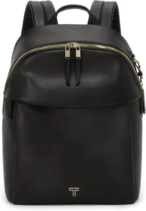 TUMI - Voyageur Holland Backpack - Leather Backpack for Women with Phone Pocket, Laptop Compartment & More - Stylish Travel & Everyday Backpack - Black, Gold Hardware