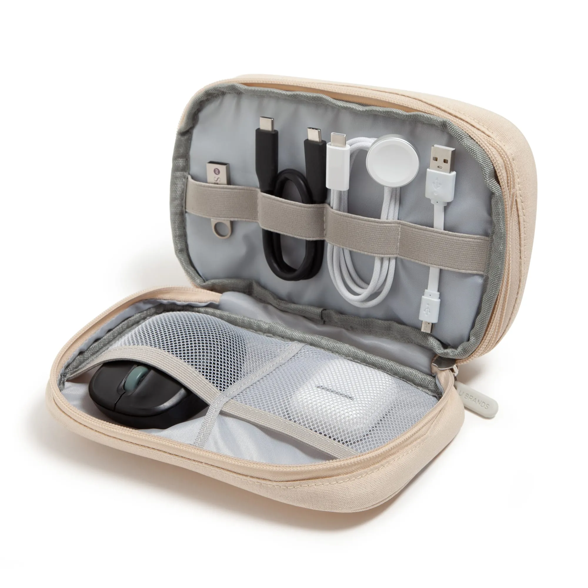U Brands The Dual Zip - Sand  Canvas Tech Organizer
