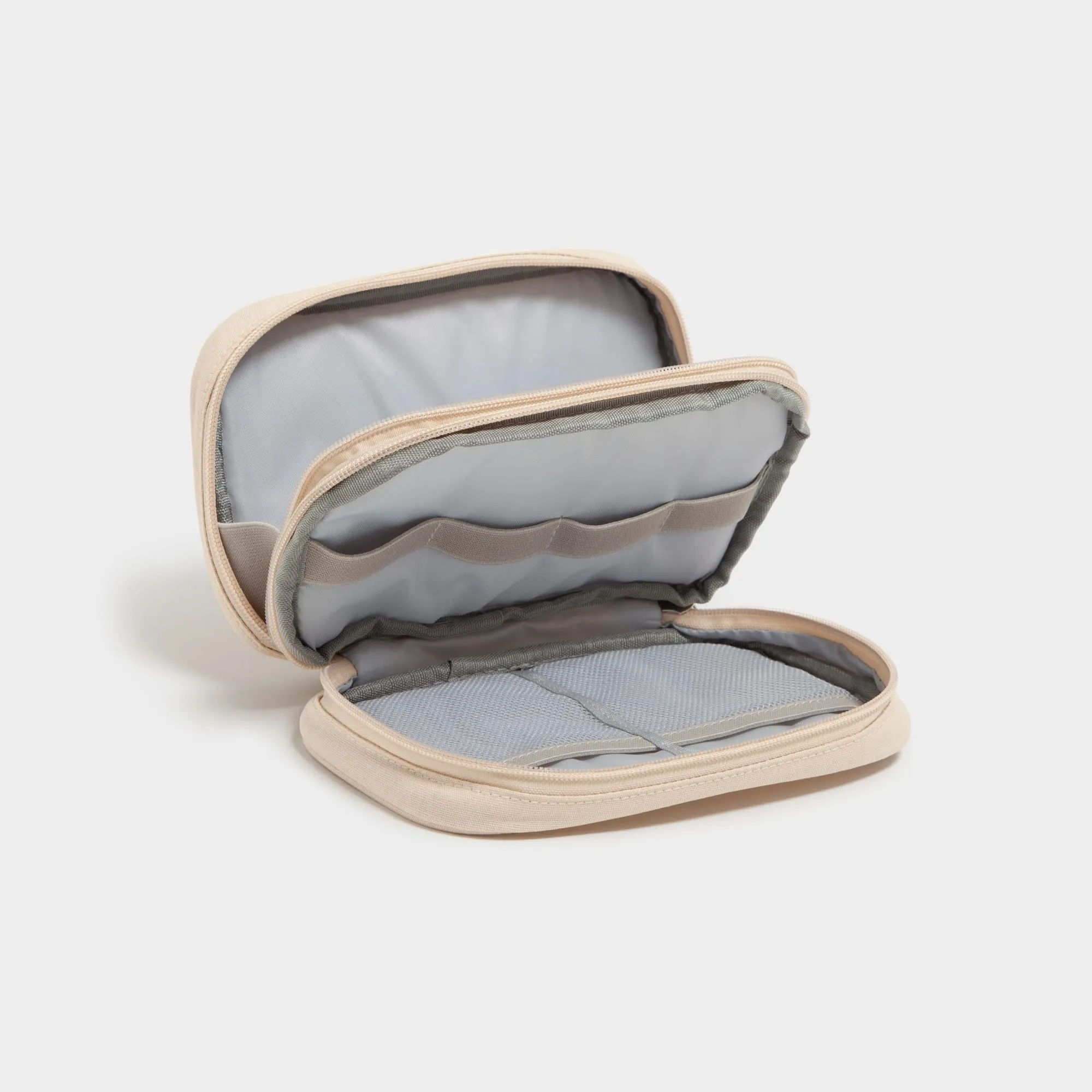 U Brands The Dual Zip - Sand  Canvas Tech Organizer