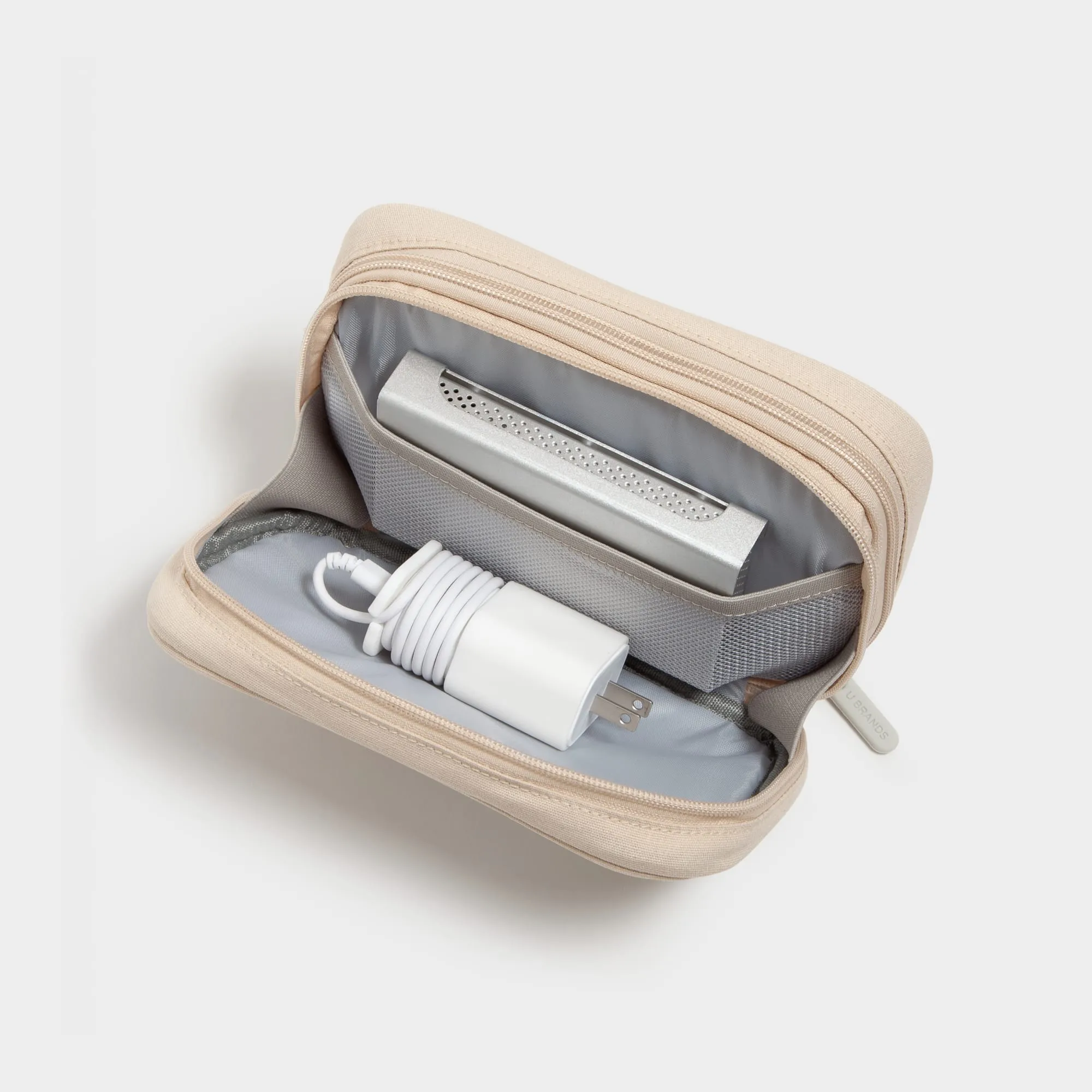 U Brands The Dual Zip - Sand  Canvas Tech Organizer