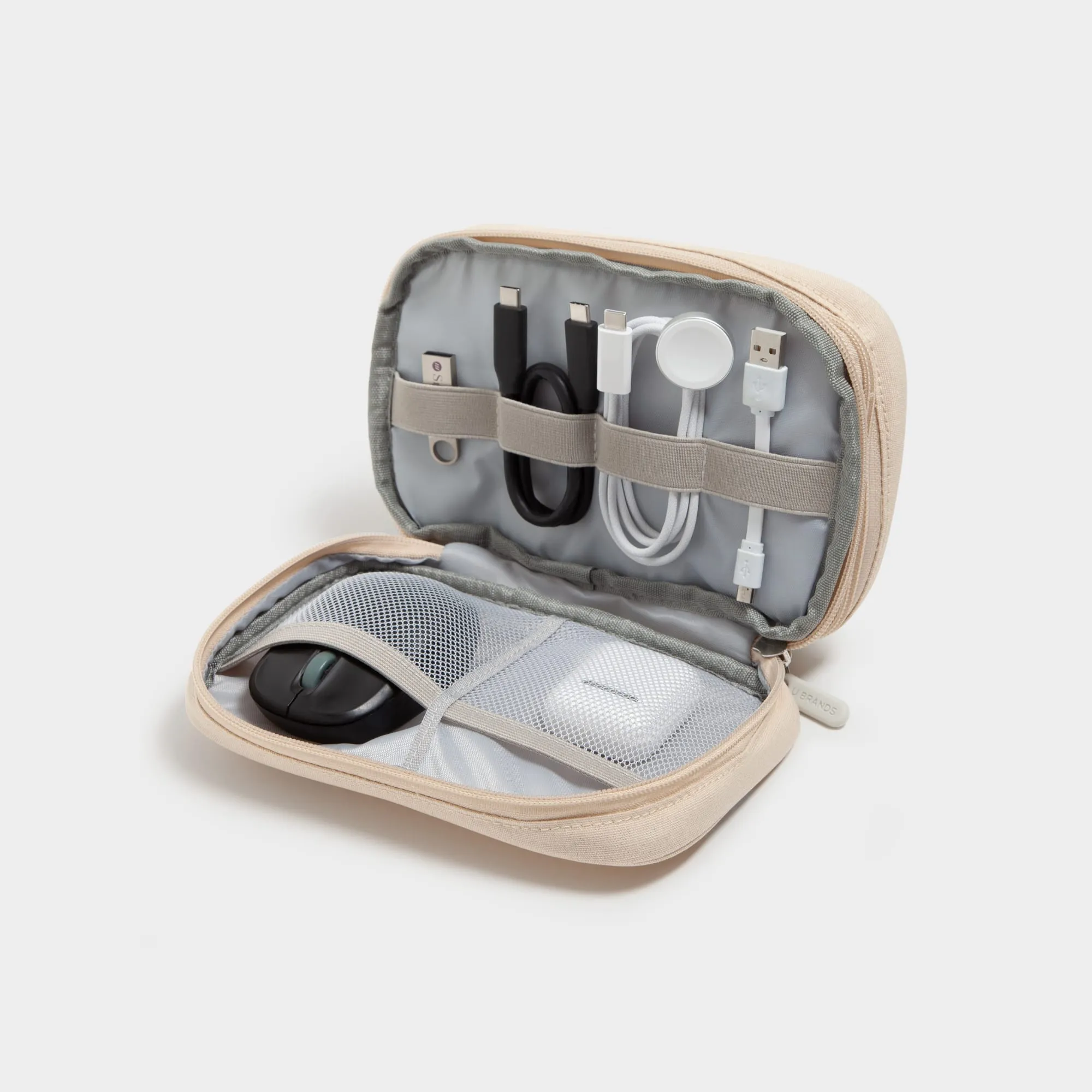 U Brands The Dual Zip - Sand  Canvas Tech Organizer