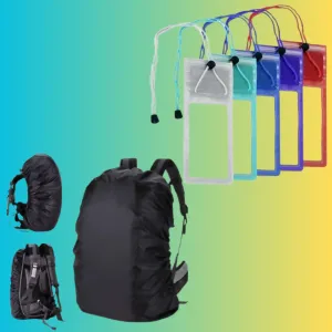 Ultimate Waterproof Bag Cover & Phone Clip-Lock Pouches ( 5 Pcs Phone Poches & 1 Bag Cover ) (Combo)
