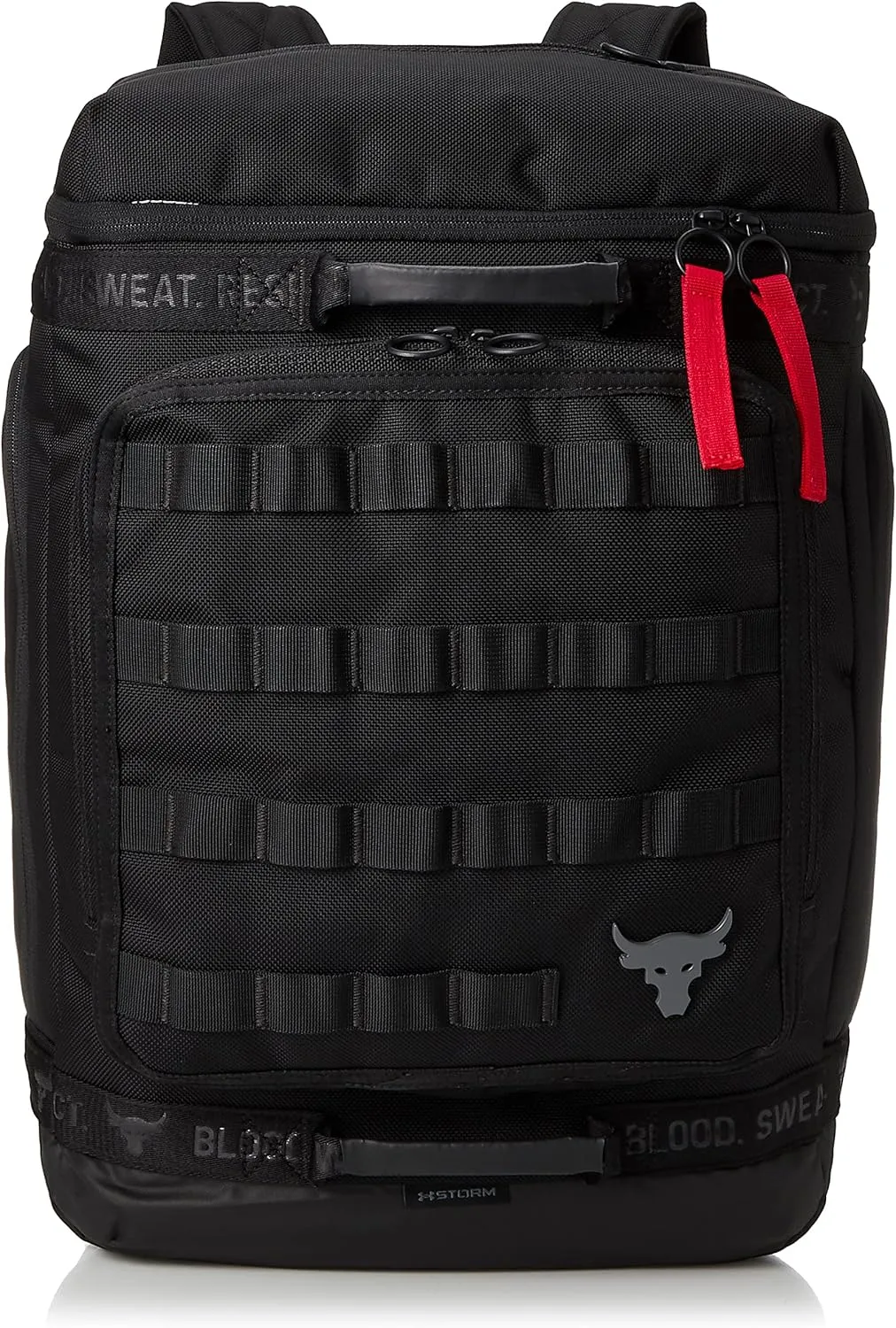 Under Armour UA Project Rock Pro Box Backpack Training Bag, Black / Black / Pitch Gray, Free Size