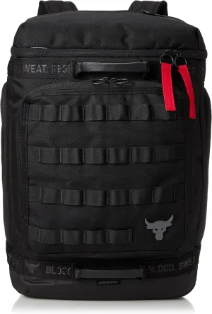 Under Armour UA Project Rock Pro Box Backpack Training Bag, Black / Black / Pitch Gray, Free Size