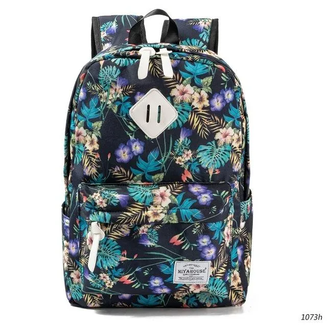 Unique Printing Floral Canvas Women Backpack On Sale