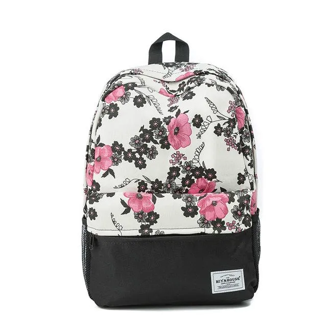 Unique Printing Floral Canvas Women Backpack On Sale