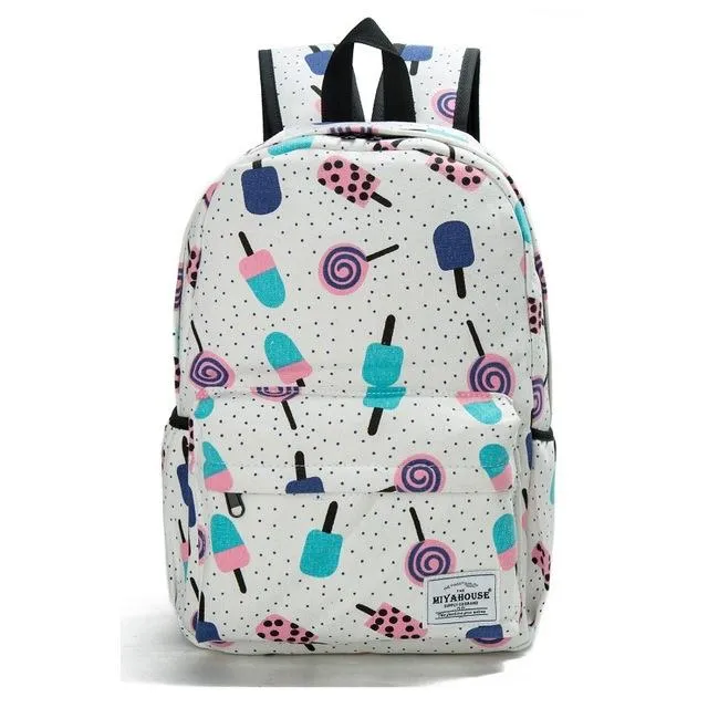 Unique Printing Floral Canvas Women Backpack On Sale