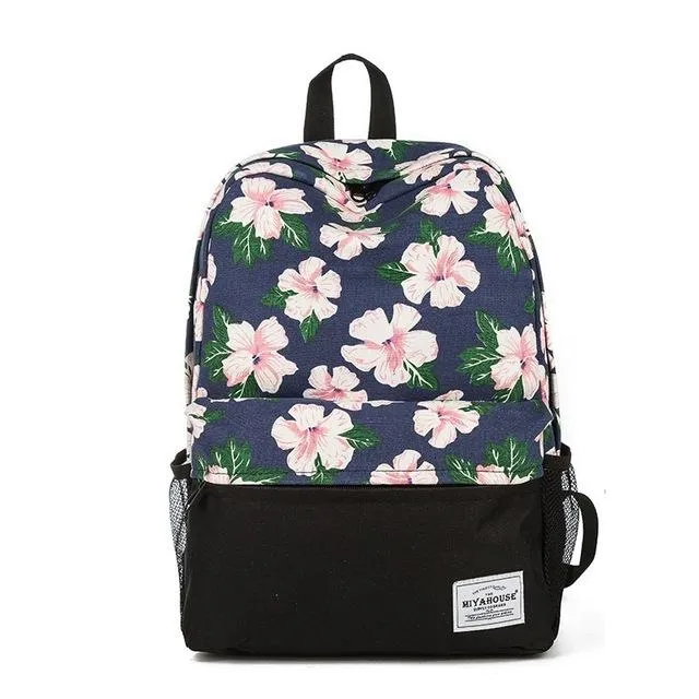 Unique Printing Floral Canvas Women Backpack On Sale