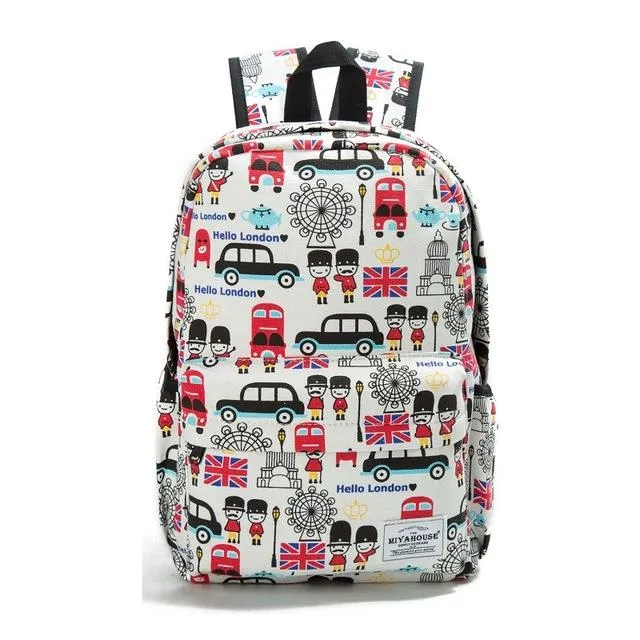 Unique Printing Floral Canvas Women Backpack On Sale